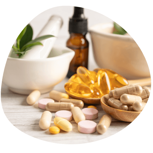 An image of natural supplements and materials.