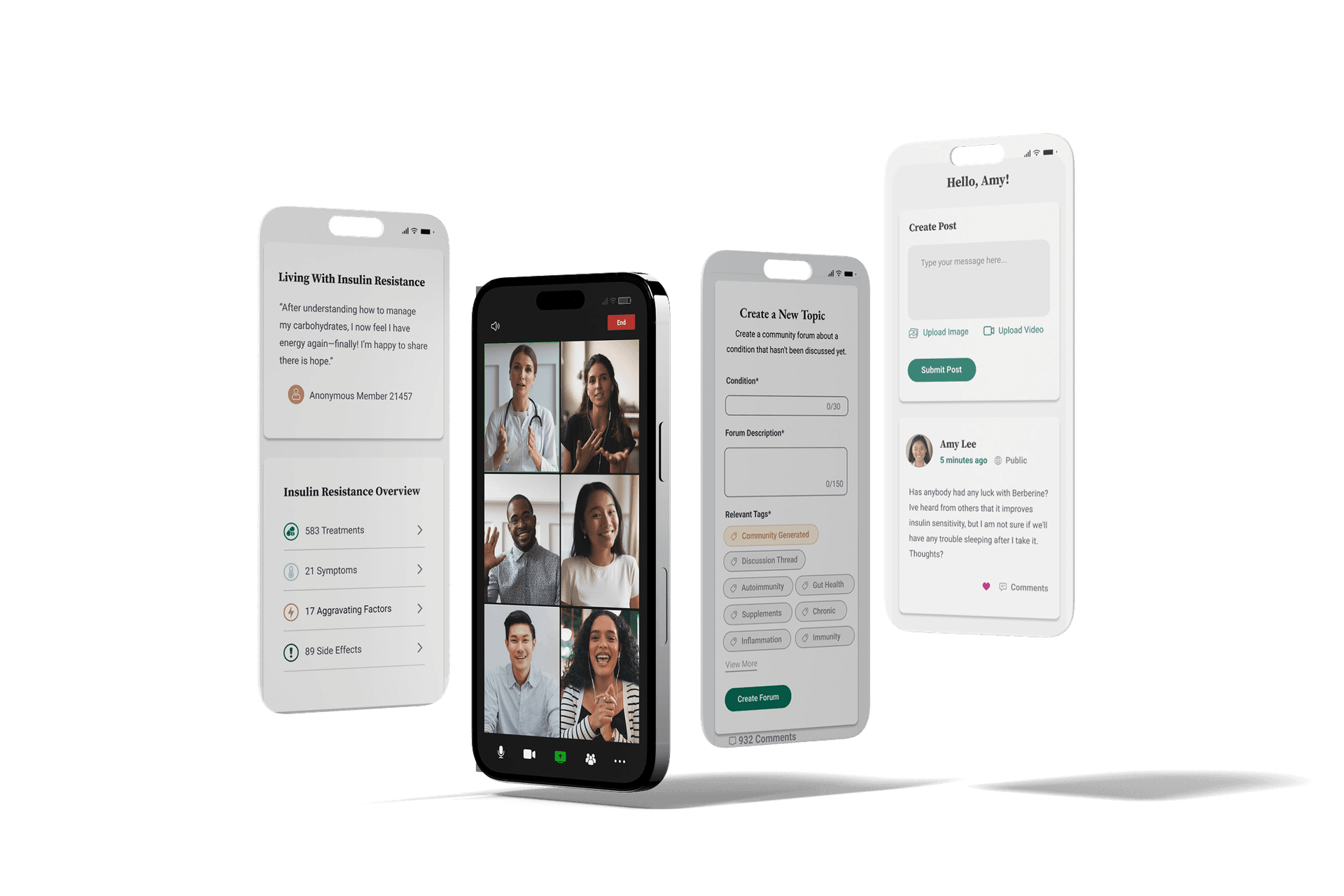 A mockup of The School of Wellness courses on several types of mobile phones