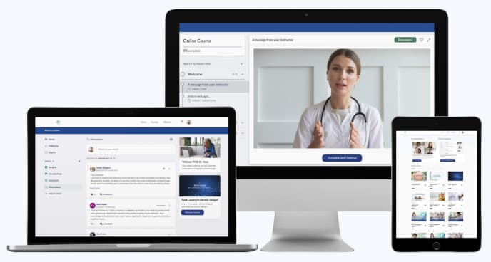The School of Wellness platform on laptop, desktop and tablet.